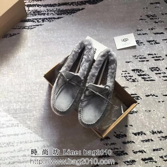 UGG 經典海外版 原版原色真羊毛 真皮蝴蝶結 豆豆鞋 QZS2373